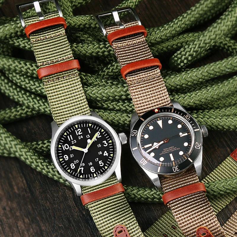 Nylon &Leather Watch Strap 20mm  Watch Strap 22mm Watch Band Watchbands Adapt To All Kinds of Military Watches UTHAI G22