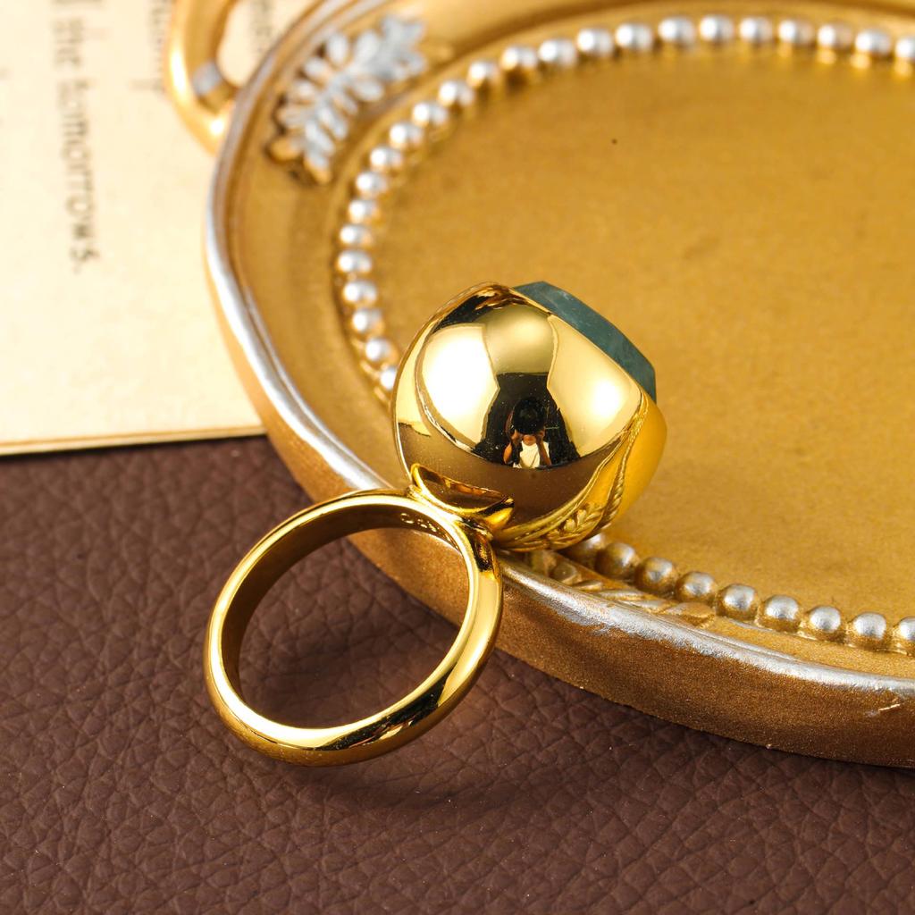 Koreanischer minimalistischer Naturstein, vergoldeter Ring – Leichter Luxus, High-End-Mode, Retro-Stil für Frauen