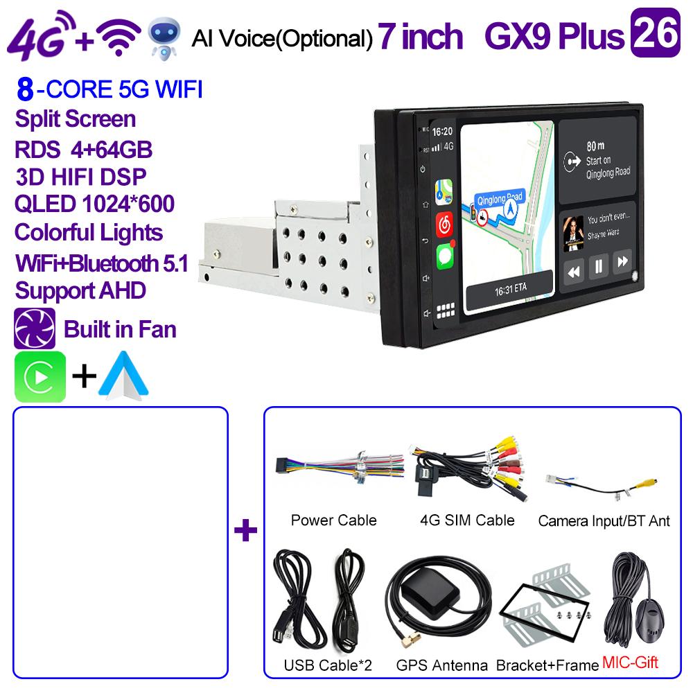 7'' 9'' 10'' 8Core Android 1Din Car Multimedia CarPlay Universal Navigation GPS 1 DIN Headunit Auto Radio Audio Stereo Dvd