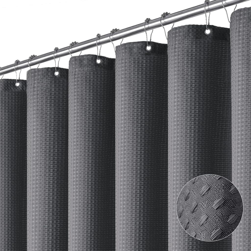 Folding Shower Curtain Waterproof Mildew Resistant Shower Curtain Bathroom Shower Curtain Telescopic Drying Hanging Rod