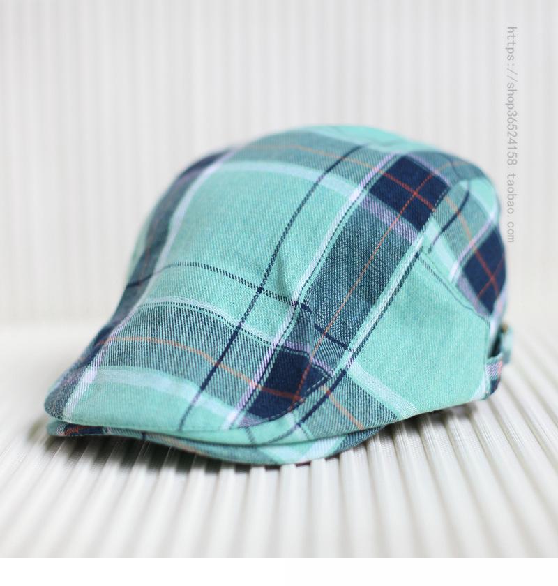 

New Colorful Checkered Fashion Forward Hat for Men and Women Universal Spring and Summer Japanese Casual Literary Painter Sun Hat M（56-58cm）