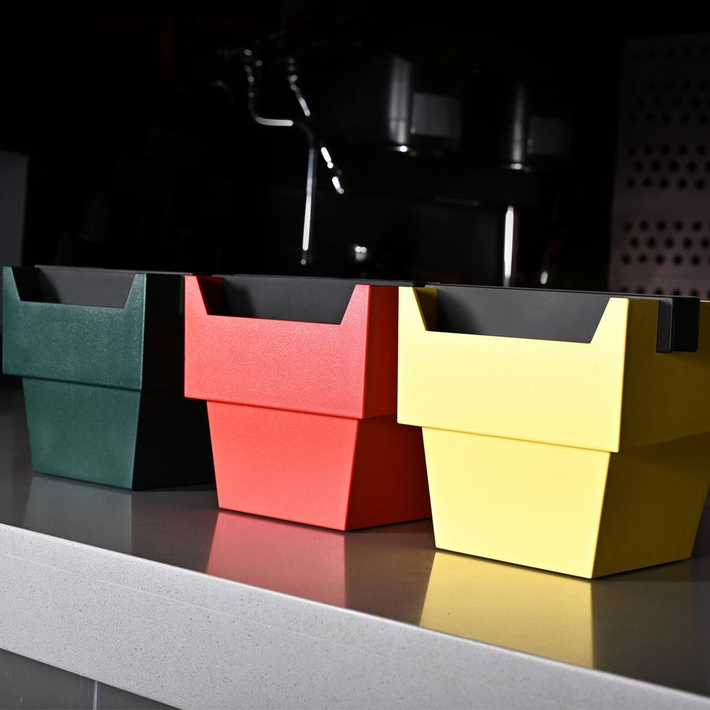 Coffee Grounds Container 1200ml Large with Trapezoid Shape and Square Knock Bar Non Slip Silicone Bottom for Stable Espresso Use