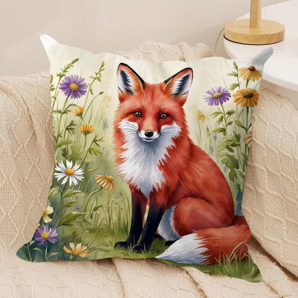 Fox printed Cushion Cover Soft Plush Fabric DoubleSided Printed Cushion Covers for All Seasons Modern HomeDecor Gift