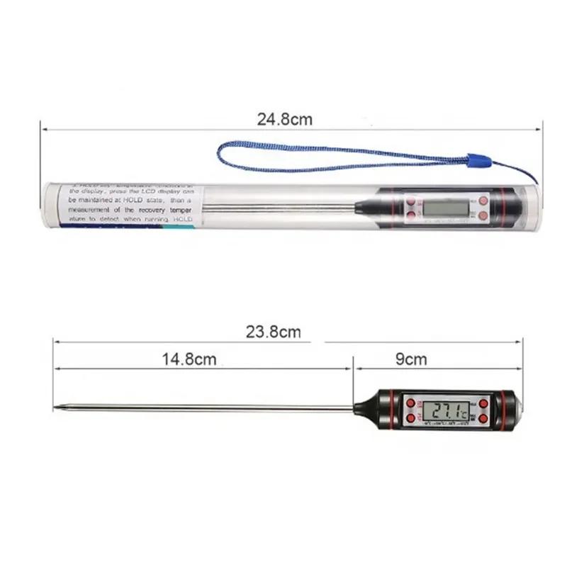 Elektronický teploměr na potraviny LCD displej Kuchyňský teploměr Digitální nástroj pro měření teploty pro maso / Vaření / BBQ / Mléko Černobílý