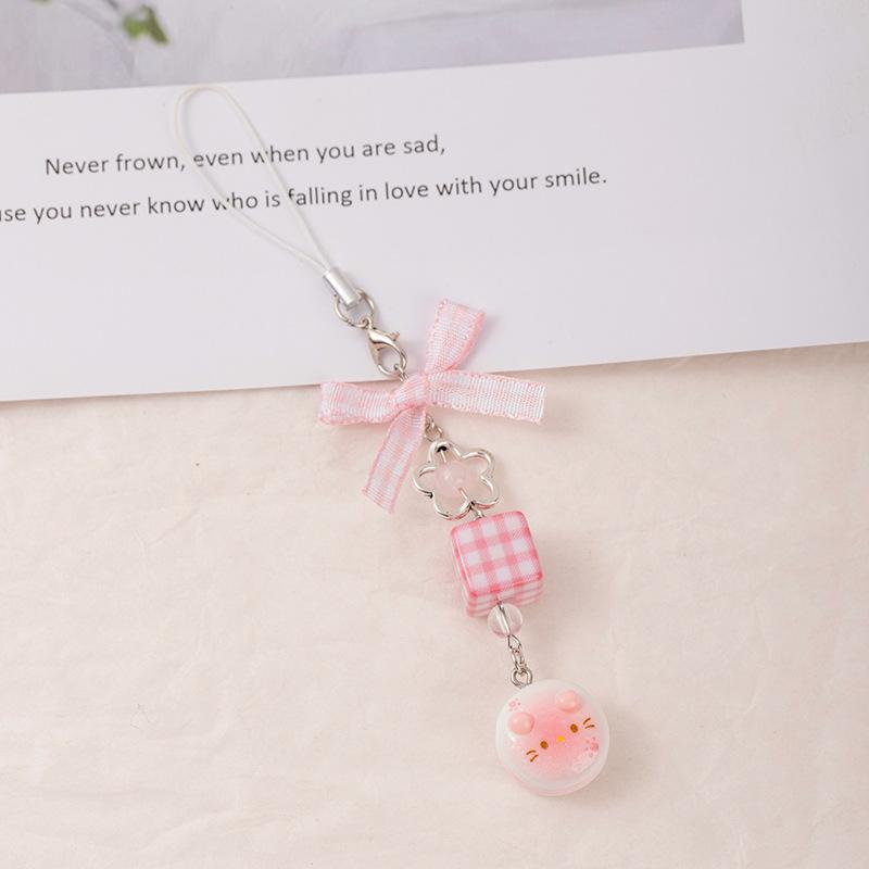 Cute cartoon meow meow sandwich biscuits mobile phone pendant bow girl heart bag pendant goben card book lanyard