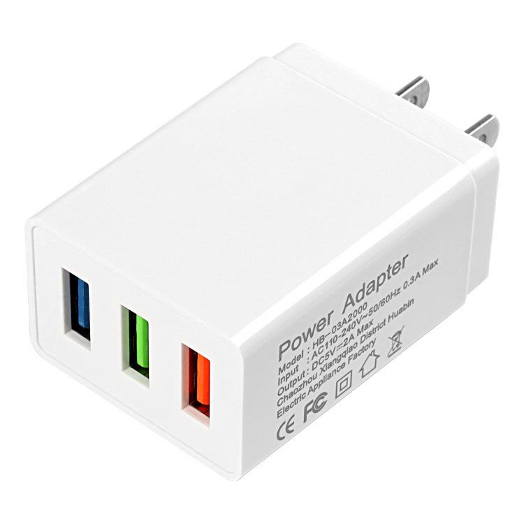 5v2a 3 Port USB Wall EU/AU/UK Plug Convertor Power Adapter Charger Compatible with Two Feet Charging Cube Brick Box Base Head
