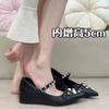 Small Inside Heightened Pointed Toe Shallow Slip Rhinestone Bow Single Shoes for Women One Strap Mary Jane Shoes for Women
