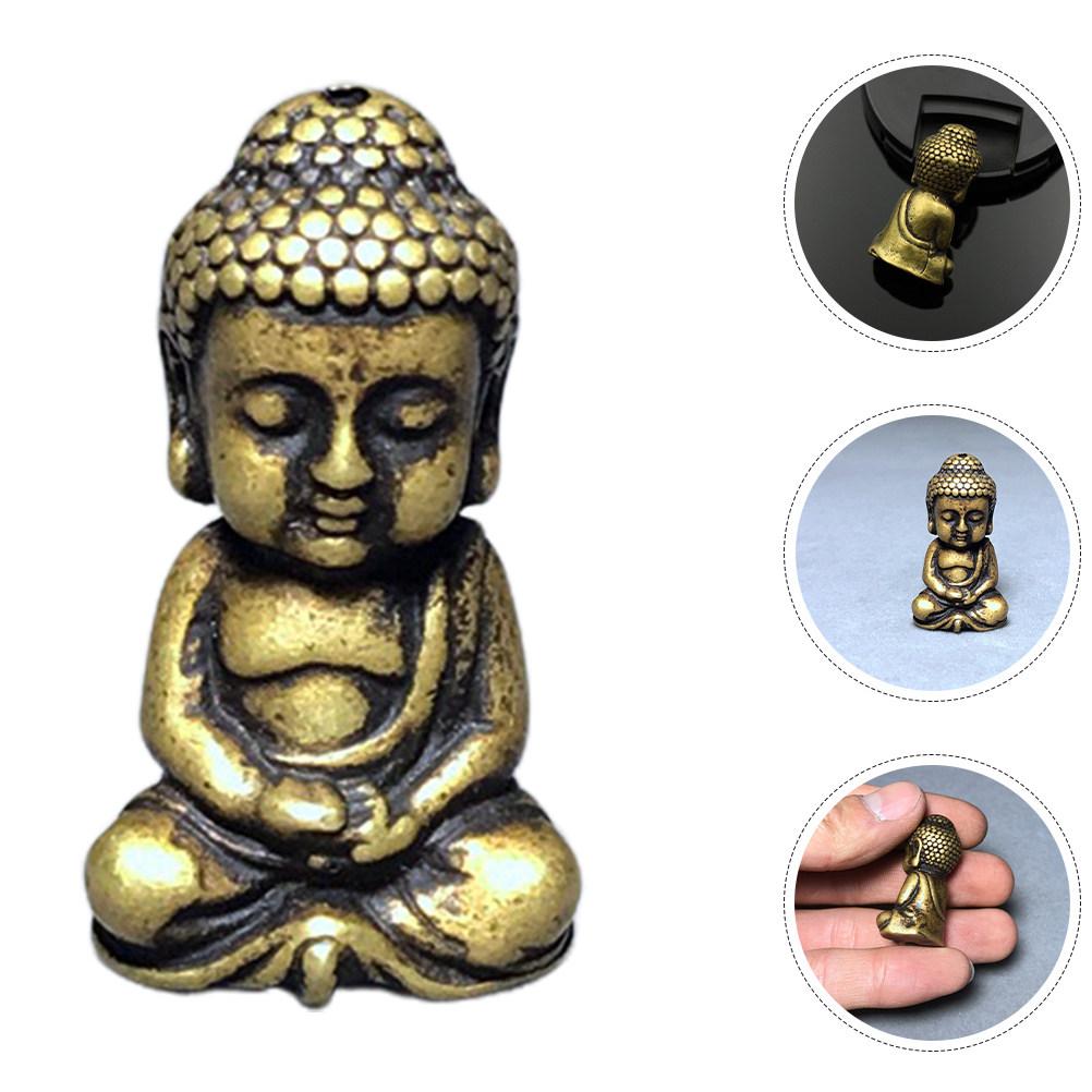 Compact Brass Buddha Sculpture Exquisite Vintage Decor for Desk Home Temple Flat Bottom Not Easy to Overturn Desktop Adornment