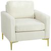Velvet Upholstered Lounge Chair Thick Padded Wide Seat Armrest Cushion 81x77x81 Cm Cream