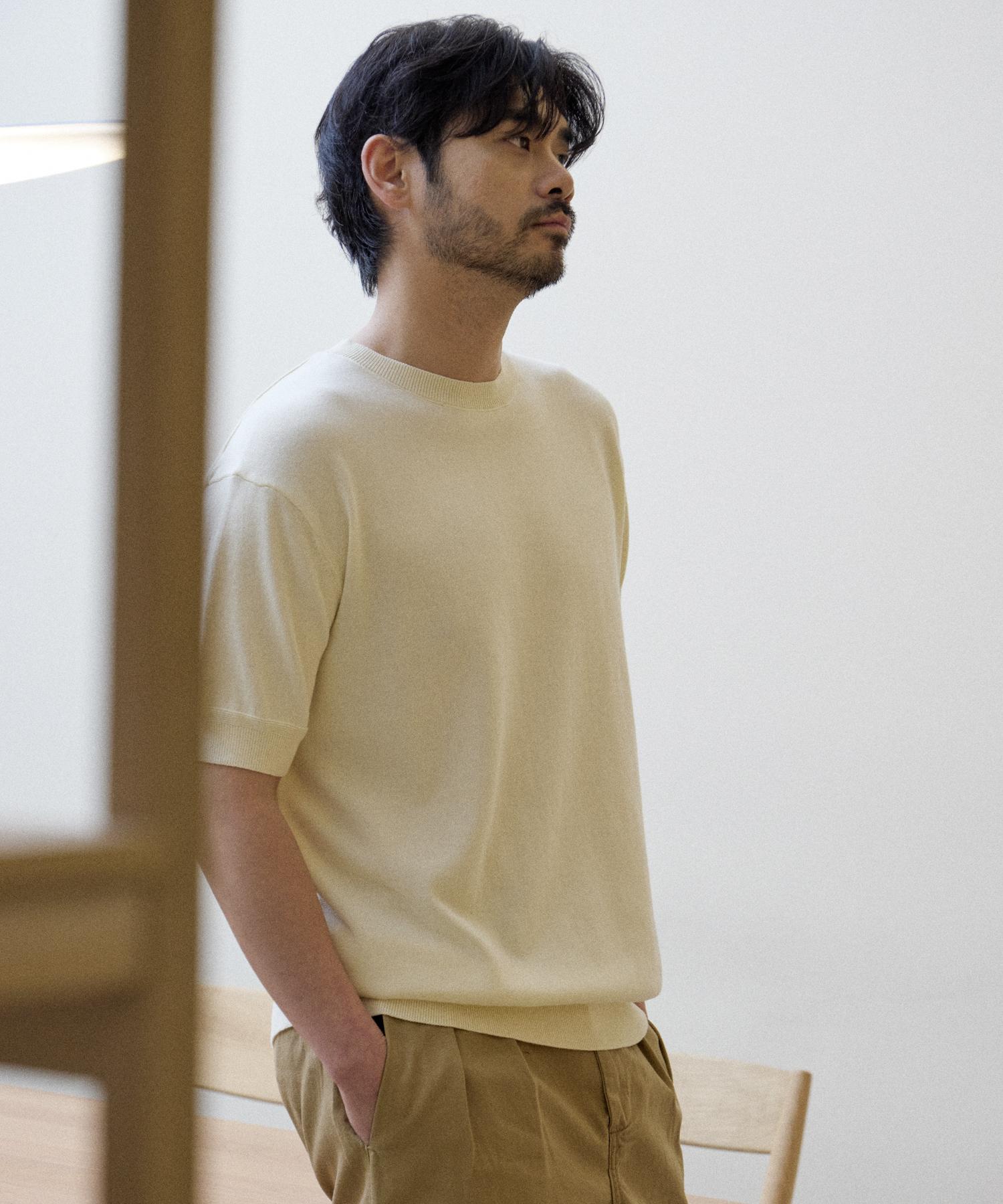 Heavy Eye Round Half Knit Cream Cream/M