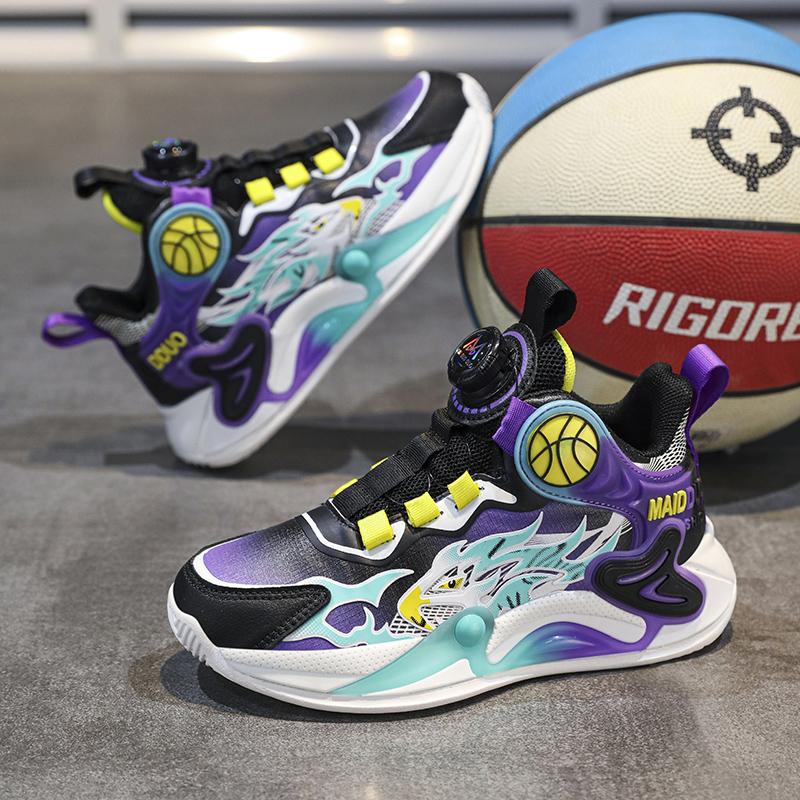 Adidași Copii Patru Sezoane Adidași Casual Baschet Pantofi Sport pentru Băieți Fete Buton Rotativ Confortabili Alergare Încălțăminte Copii