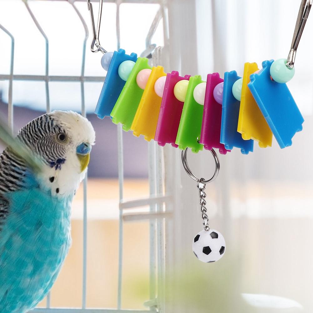 

Colorful Plastic Iron Pet Parrot Football Chewing Biting Hanging String Swing Toy Bird Cage Accessories