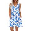 Women's Summer Dresses Loose Fit Printed V Neck Sleeveless Sundresses Beach Hawaiian Dress With Pockets
