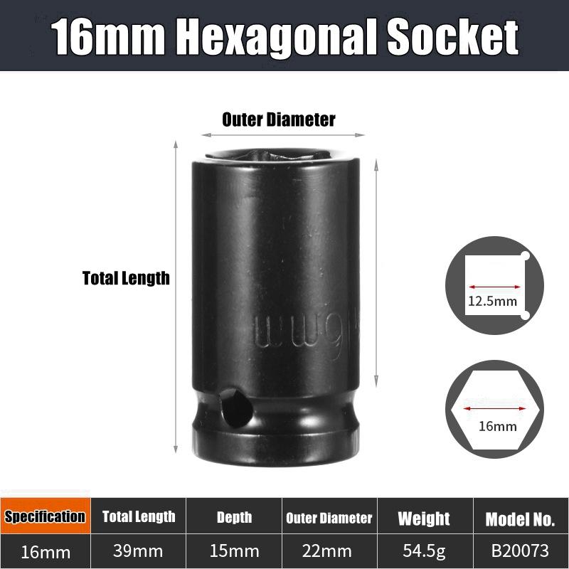 1/2" Drive Deep Impact Socket Set Drive Metric Wrench Black Socket Deep Impact Socket Pneumatic Wrench Head Tire Removal Tools
