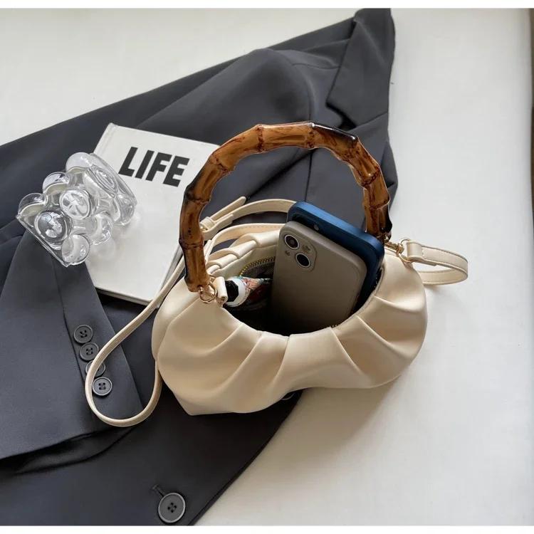 Fashion Niche Design Simple Classic Crossbody Bags 2026 High Quality Three-dimensional Commuting Chinese Style Bamboo Handbags