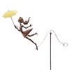Rustic Metal Girl Balance Garden Stake Vintage Kinetic Balancing Sculpture Yard Art with Umbrella for Outdoor Park Lawn Patio Decor