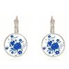 Vintage Mandala Flower Earrings Ethnic Blue And White Porcelain Glass Dome Earrings For Women