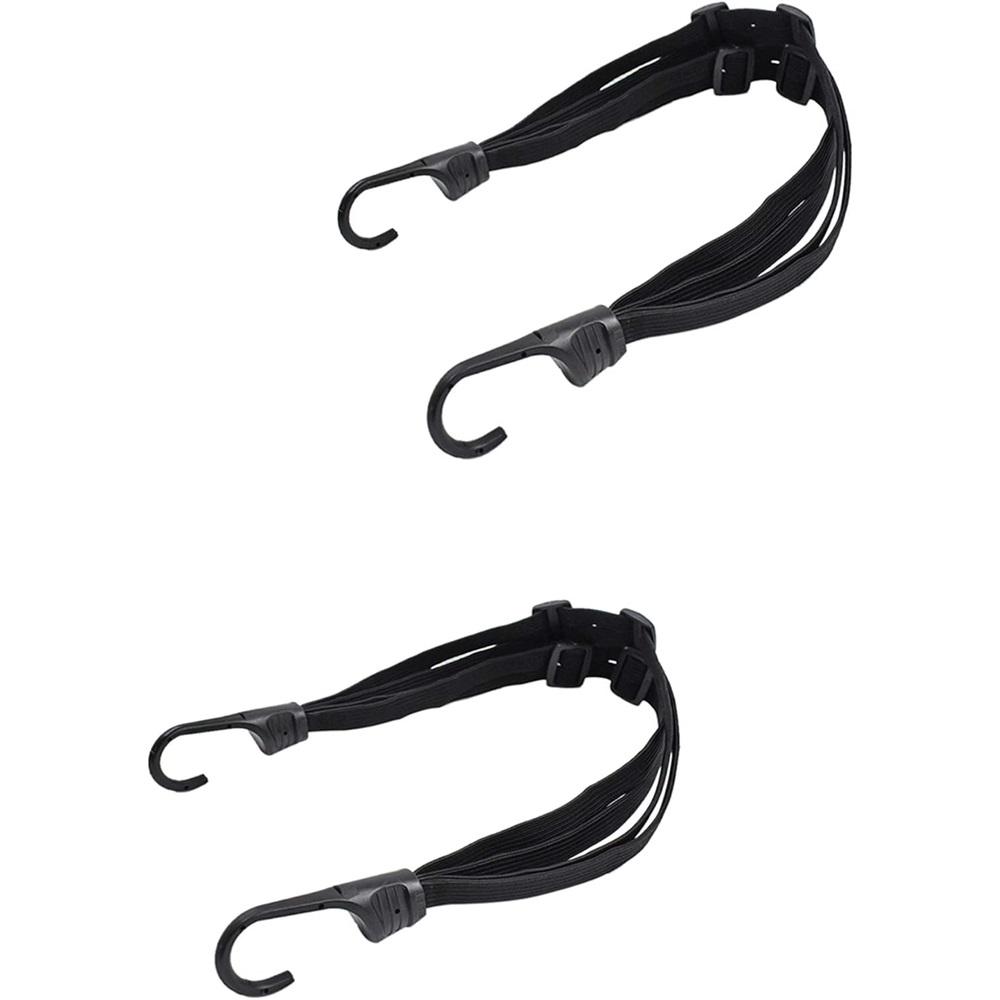 2 Pcs Universal Motorcycle Helmet Luggage Rope 24" Motorcycle Bungee Cord Bandage Retractable Elastic Strap With 2 Hooks (Black)