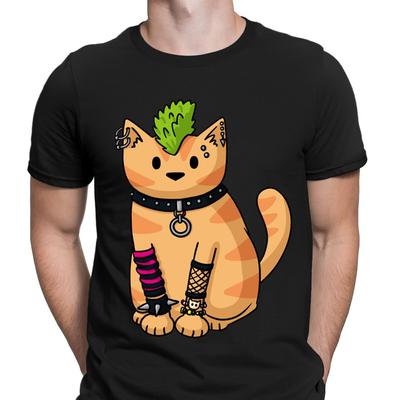 Punk Cat Rock Cute Animal Lovers Gift Funny Mens T-Shirts Tee Top  D