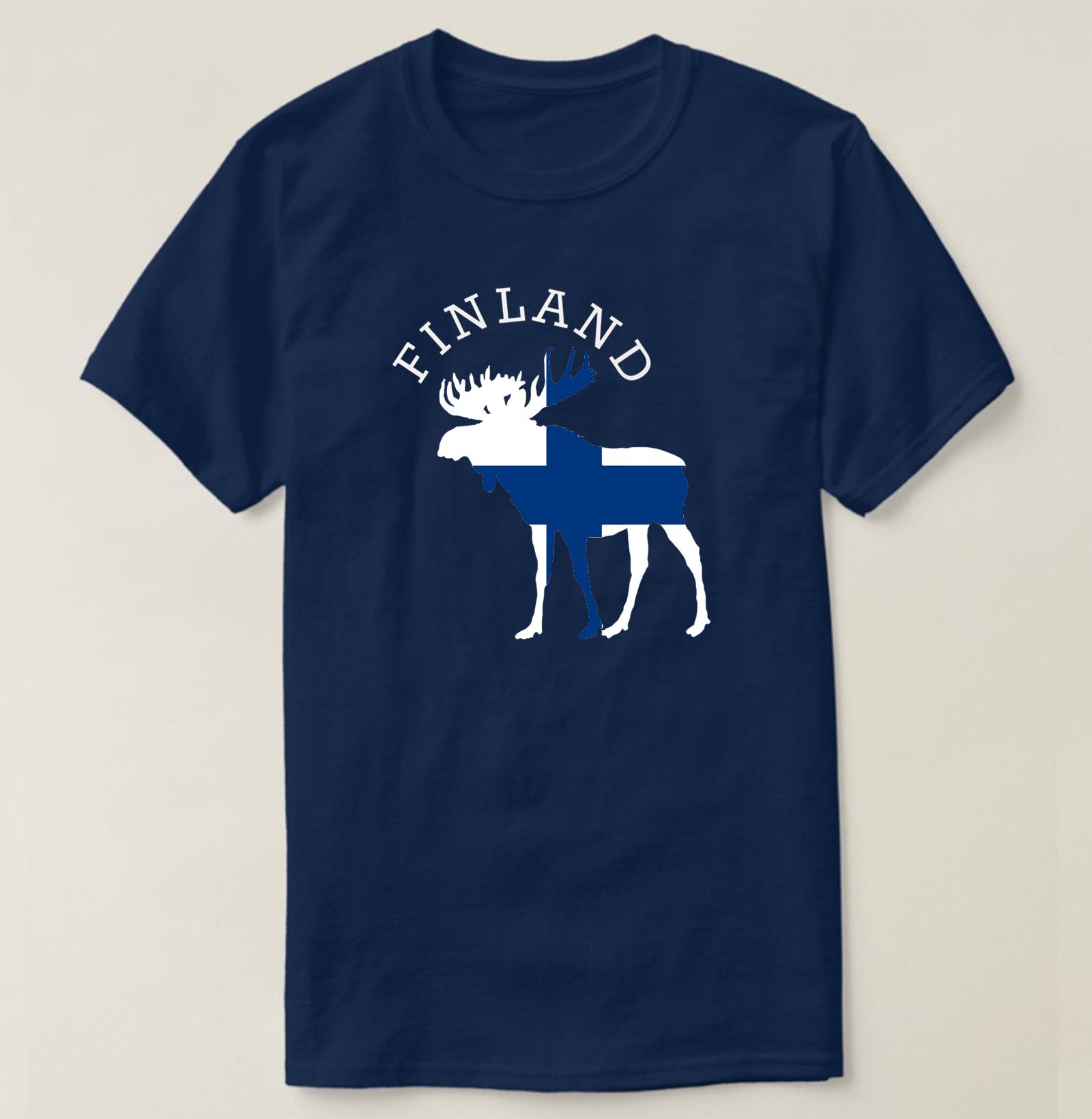 

Novelty Finland Flag Elk Moose TShirt 100 Cotton ONeck Summer Short Sleeve Casual Mens Tshirt 4XL