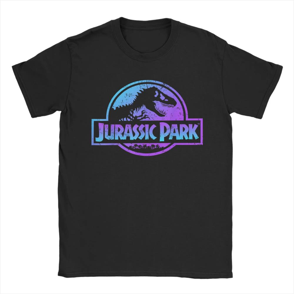 Jurassic Park Blue & Purple Fossil Logo T Shirts Men s Cotton Funny T-Shirts Crewneck Tees Short Sleeve Clothes Graphic Printed L