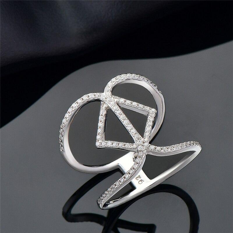 925 Sterling Silver Simple Geometric Stackable Rings For Women With Round Crystal Cz Fashion Accessories Fine Jewelry