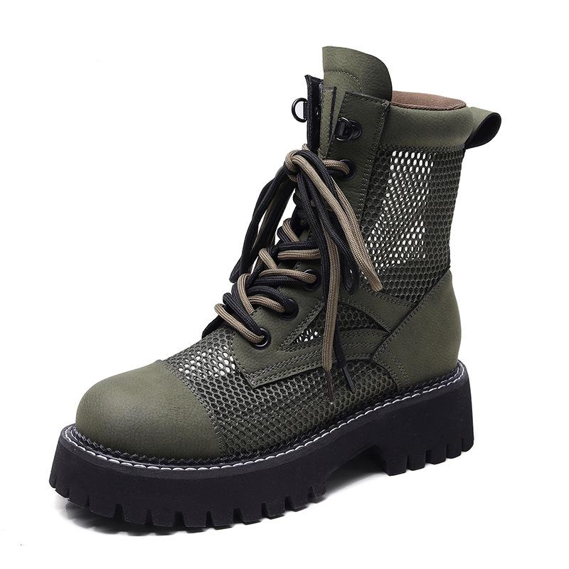 Women s summer thin boots 2026 new leather short boots breathable mesh boots children s hollow mesh boots summer 34