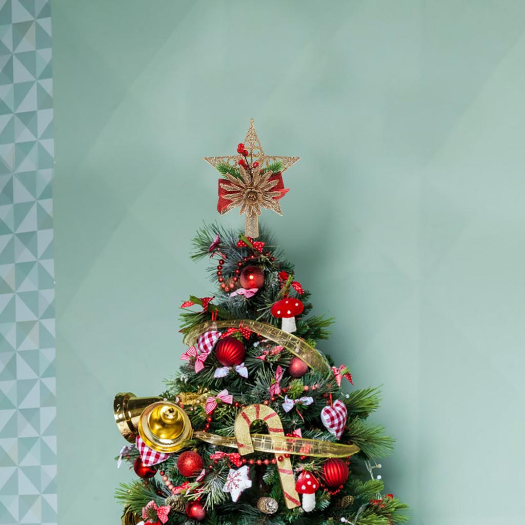Christmas Tree Star Topper Exquisite Five-Pointed Solid Color Star Adornment Holiday Decoration Xmas Tree Decoration