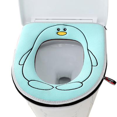 Cute Penguin Toilet Seat Cover Pad With Handle Zipper Washable And Reusable Toilet Seat Cushion