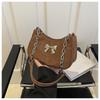 2024 Women's Solid Color Bow Underarm Bag - Fashionable Dumpling Style