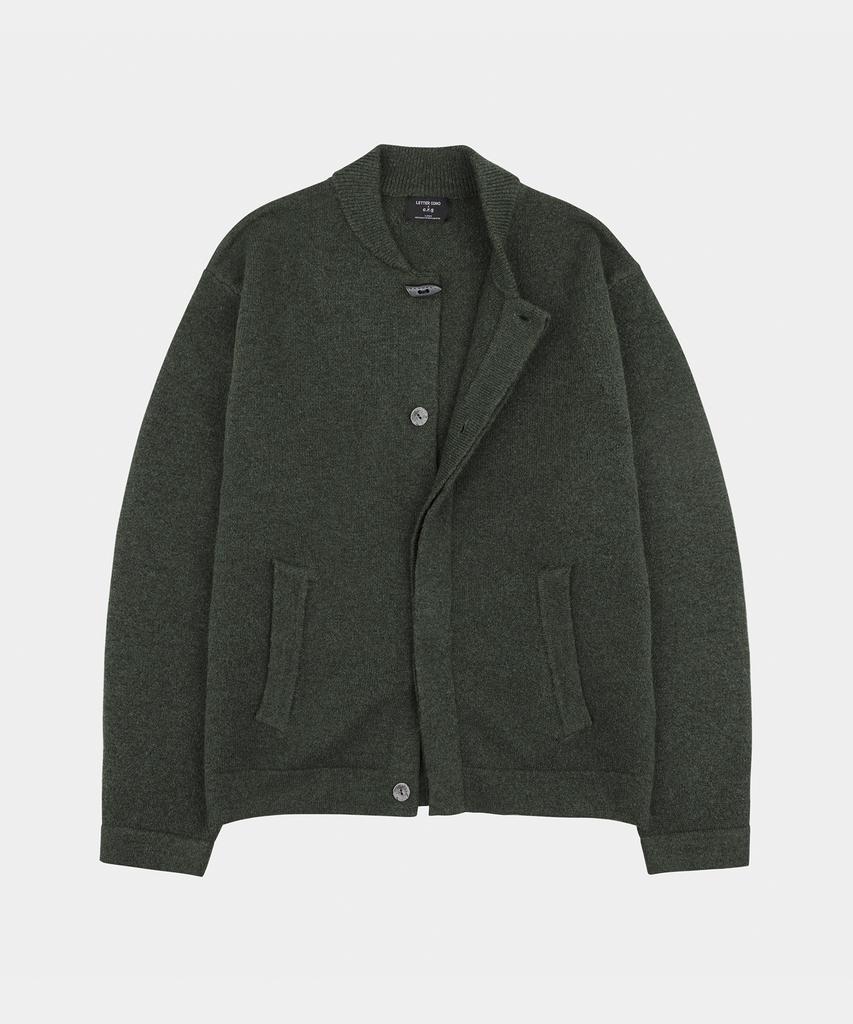 LETTERCOMO Signature Hidden Wool Knit Jacket Khaki