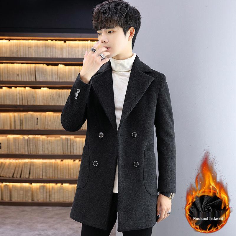 Men's Mid-Length Wool Coat: Autumn/Winter Korean Style Casual Trench Jacket