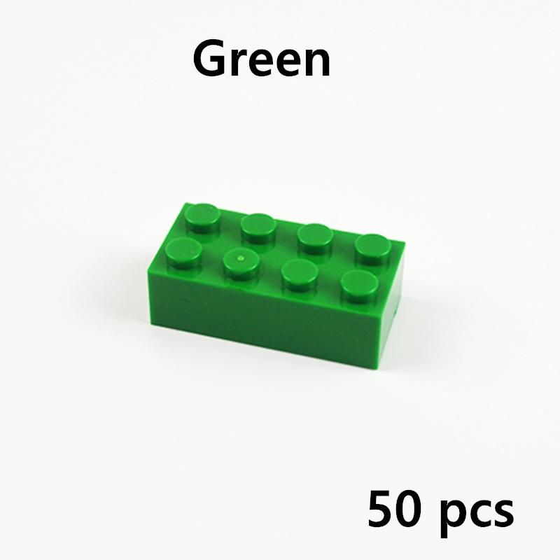 DIY Building Blocks 2X4 Dots Thick Bricks 50pcs 9 color Educational Creative Bulk Brick Compatible With 3001 Toys Classic Parts