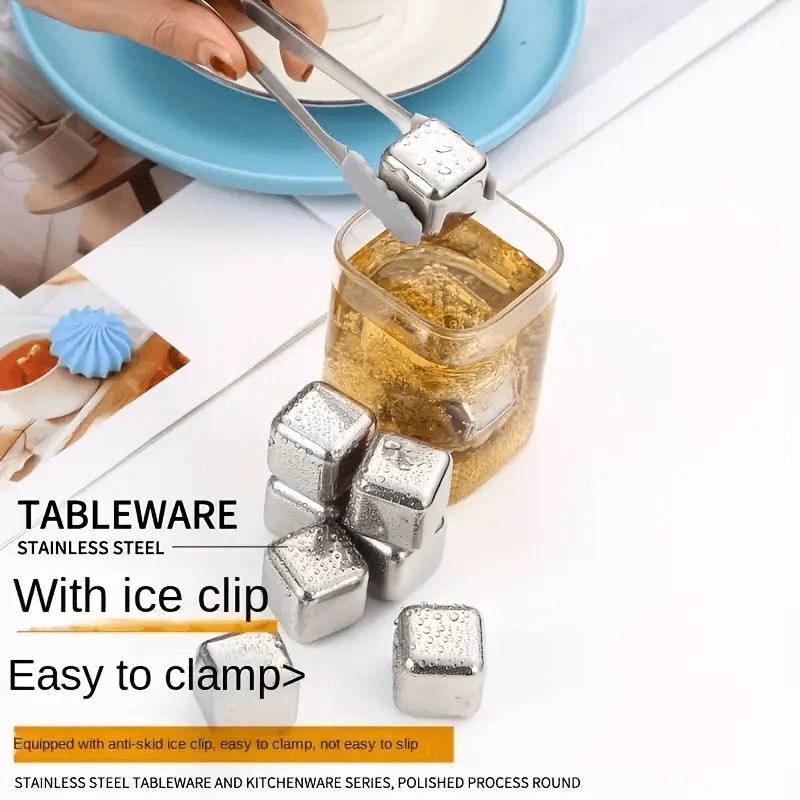 Whiskey Chilling Stones Stainless Steel Reusable Ice Cube for Drinking Ice Beer Soda Stone Fast Freeze Box Packaging with Clip