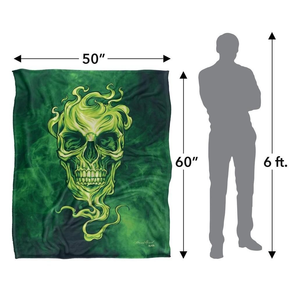 JQ Licensing Glowing Green Silky Skull Supersoft Blanket