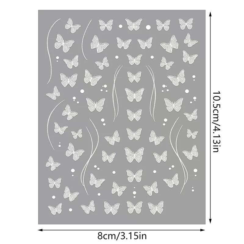 Shell Light White Butterfly Nail Stickers Glitter Adhesive Sticker Art Decoration Cute Diy Salon For Home Use High Quality