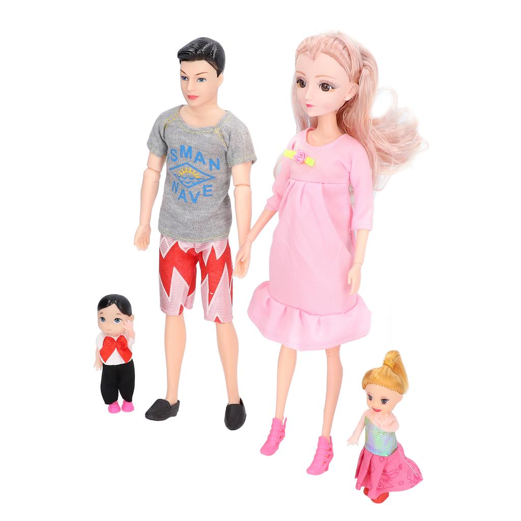 Familienpuppen-Set Kinder Niedlich Papa Schwangere Mama Sohn Tochter Babypuppe mit Zubehör Weihnachtsgeschenk