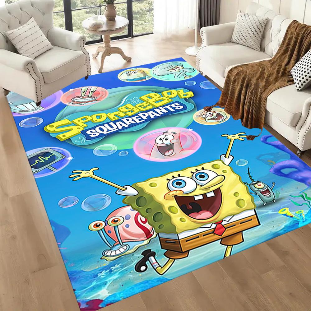 Spongebob Movie Night Square Rugs Are a Great Choice for Living Rooms, Bedrooms, Home Décor, and As Gifts.