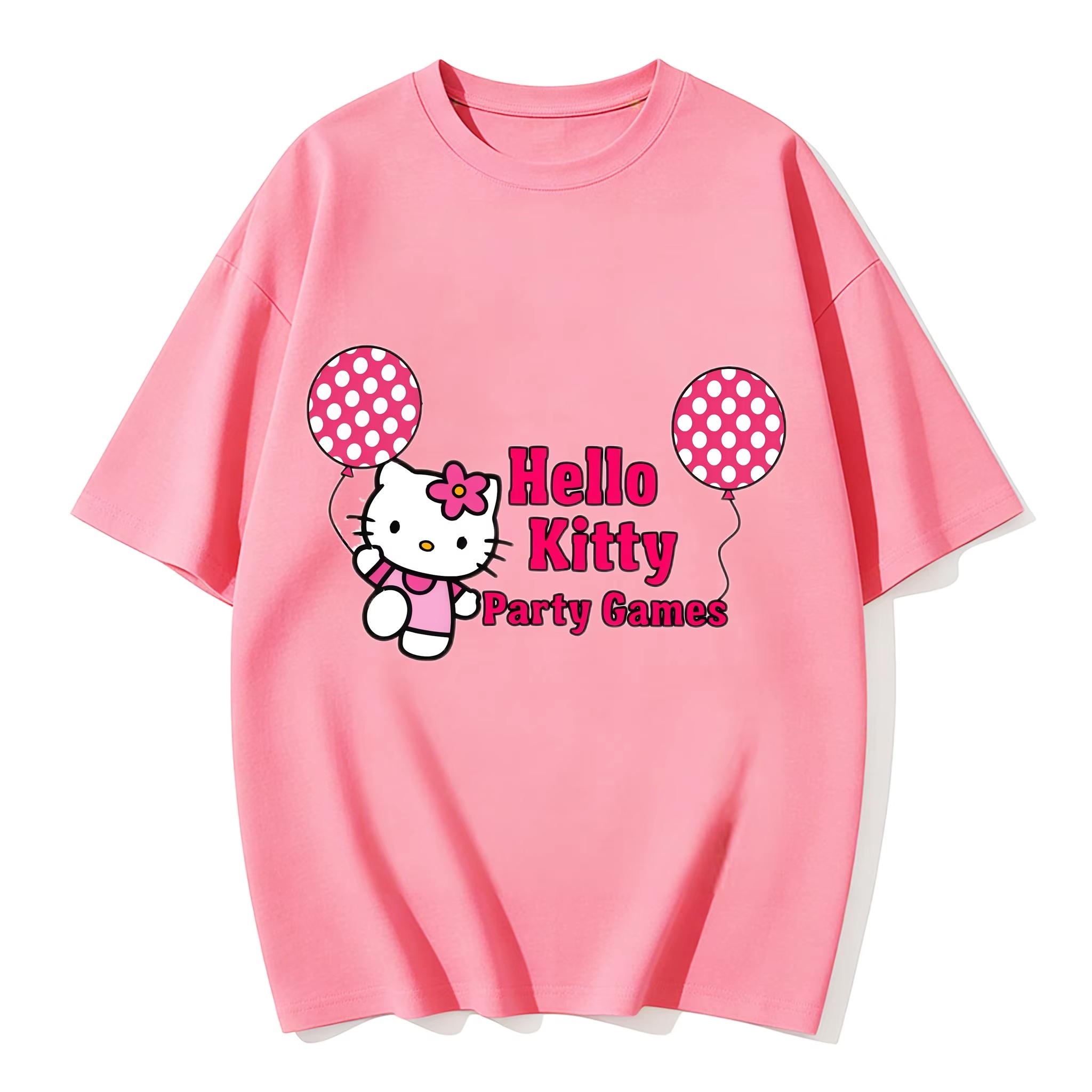 

2026 HelloKitty Tee soft cotton short sleeve crew neck cute print lightweight summer top for Women daily casual wear S