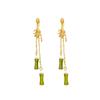 Olive Green Tassel Bamboo Earrings: Women's Chinese Style, Qipao-Inspired Leaf Ear Cuffs