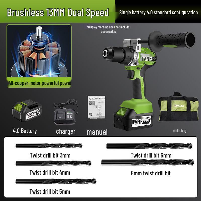 Rechargeable Brushless Electric Hand Drill & Screwdriver with Lithium Battery