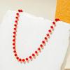 Grenzüberschreitendes rotes Reisperlen-Perlen mehrlagiges Halskettenset mit Strasssteinen Kirsche Kirschen Anhänger Halskette dreiteiliges Set