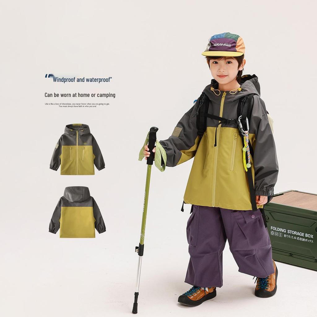 Boys' Waterproof Windbreaker Hooded Jacket New 2025 Autumn Style