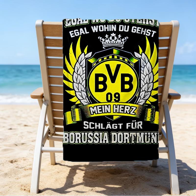 Bvb Soccer Ball Design Printed Beach Towel, Super Soft Microfiber, Perfect Gift Birthday, for Pool, Beach, Travel, for Family and Friends