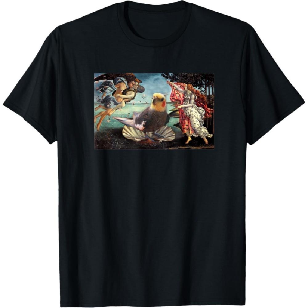 

Birth of Venus Botticelli Cockatiel Parody Parrot owner T-Shirt XXXXXL чорний