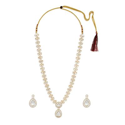 Tone Dazzling Stones Austrian Diamonds Embellished Necklace & Earring Set For Women