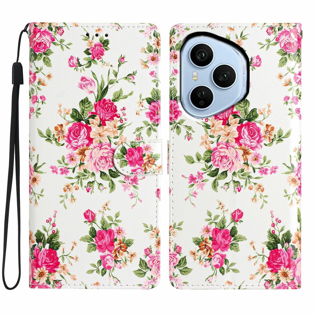 Pour Honor 400 Pro 5G (Global) Étui Portefeuille en Cuir PU avec Impression de Motifs, Support, Housse de Téléphone avec Lanière