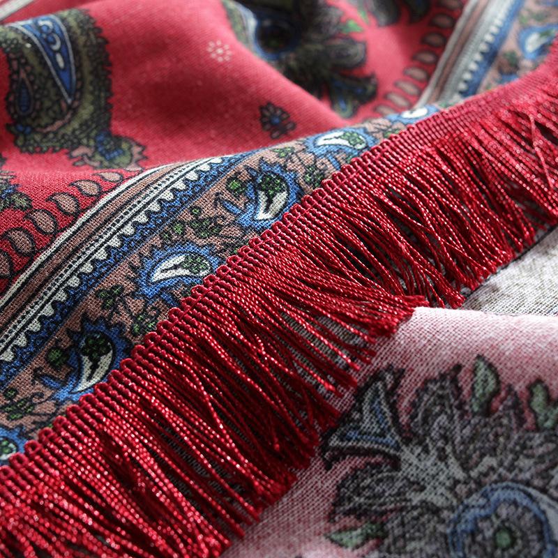 Cloth Dad Bohemian Cotton And Linen Printed Large Flower Tablecloth Dining Table Cloth Big Red Fringed Rectangular Table Mat Tablecloth Factory