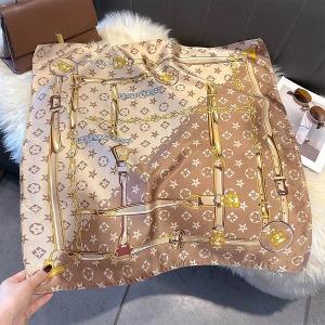 Autumn and winter Maillard cashew square scarf silk scarf women's shirt versatile neck small scarf tied hair decorative scarf