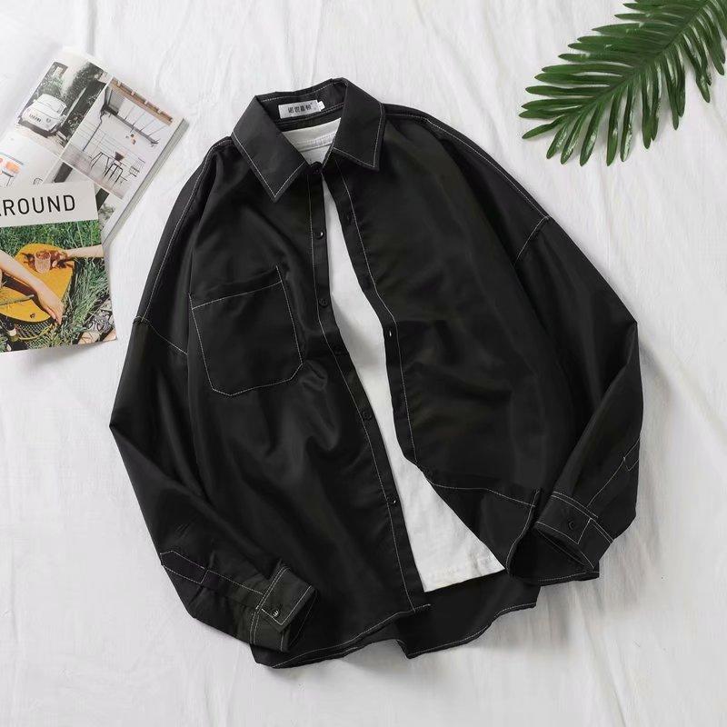 

Модная художественная рубашка с длинным рукавом в японском стиле, мужская летняя универсальная однотонная мужская рубашка большого размера